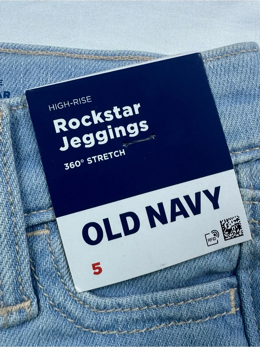 NWT Old Navy High-Rise 360 Stretch Rockstar Knee-Patch Jeggings Girls 5T